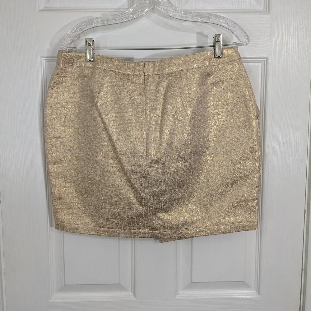 Cache Cache Metallic Gold Faux Wrap Side Pockets … - image 6